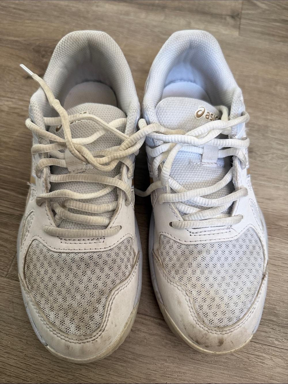 Asics Kids White and Light Gray Sneakers